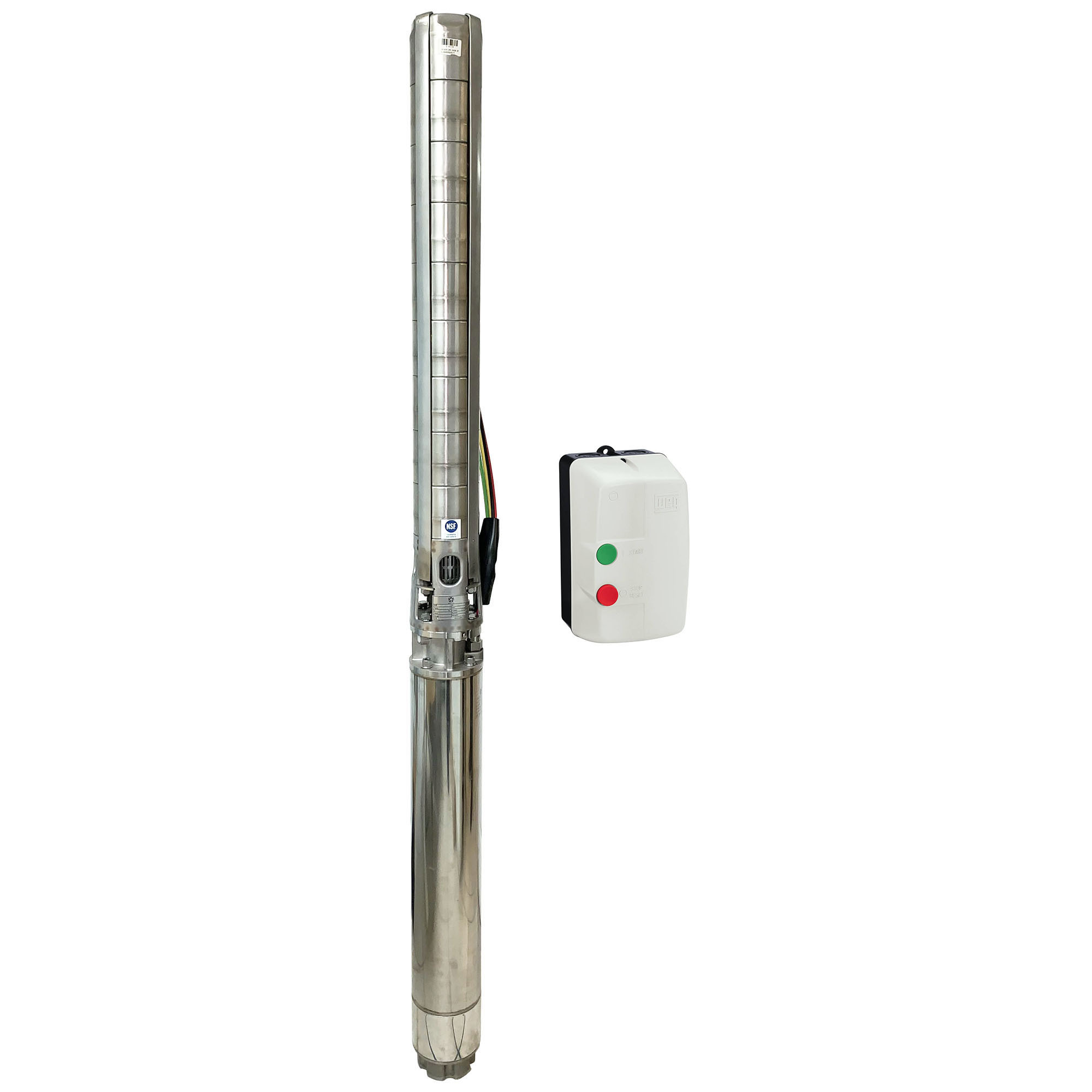Gol Pumps, 6in. Stainless steel Deep Well Submersible Pump, Max. Flow 12000 GPH, Horsepower 15 HP, Port Size 3 in, Model# A6X30CR15/08